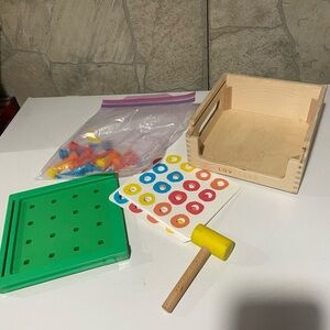 Colorful Wooden Peg and Hammer Set